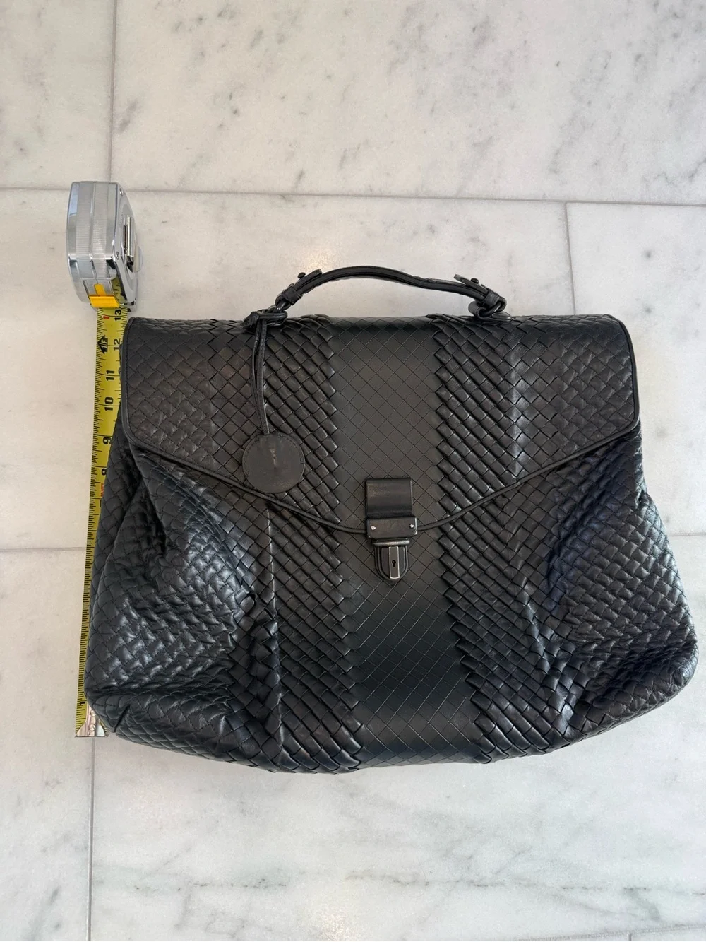Bottega Veneta Intrecciato Briefcase Black Woven Leather Briefcase